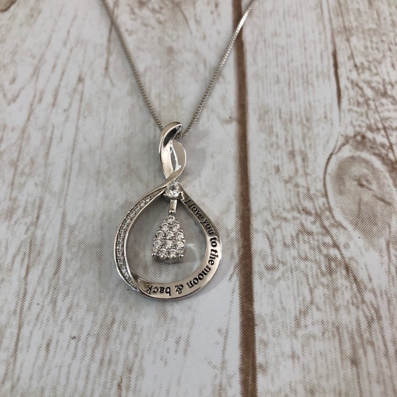 INFINITY LOVE Charm Cubic Zirconia Love You To The Moon Back Necklace - Picture 9 of 9